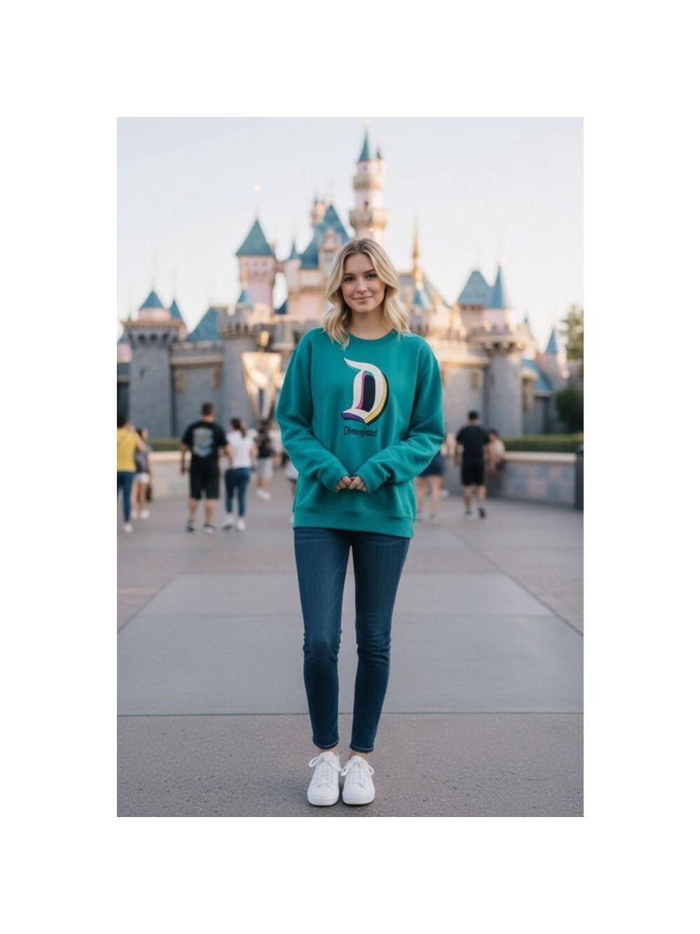 Disneyland Crewneck Sweater Teal NWT